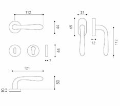 Maniglia cromo satinato per porta interna modello One-536