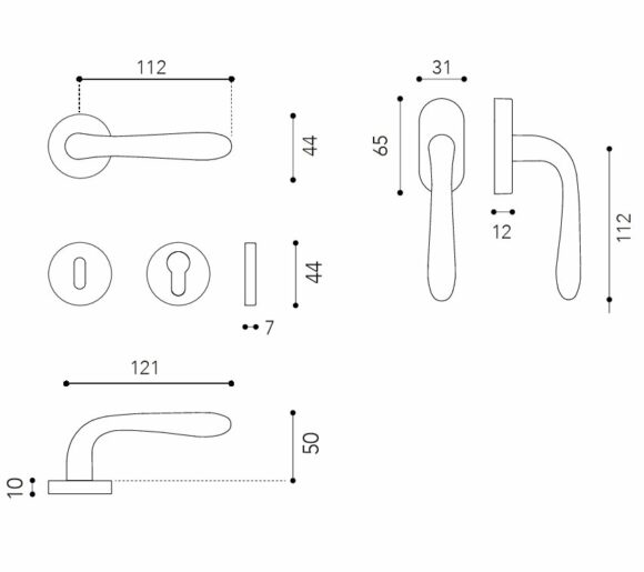 Maniglia cromo satinato per porta interna modello One-536