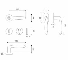 Maniglia mod. Prima cromato satinato per porta-539