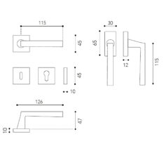 Maniglia cromo satinato per porta interna modello Quadra -535