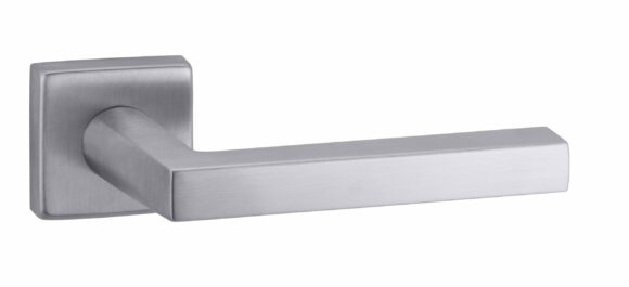 Maniglia cromo satinato per porta interna modello Quadra -0