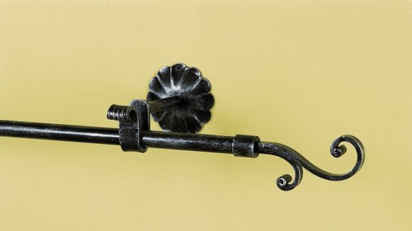 Bastone per tende in ferro battuto verniciato nero L cm. 200 Vieste -0
