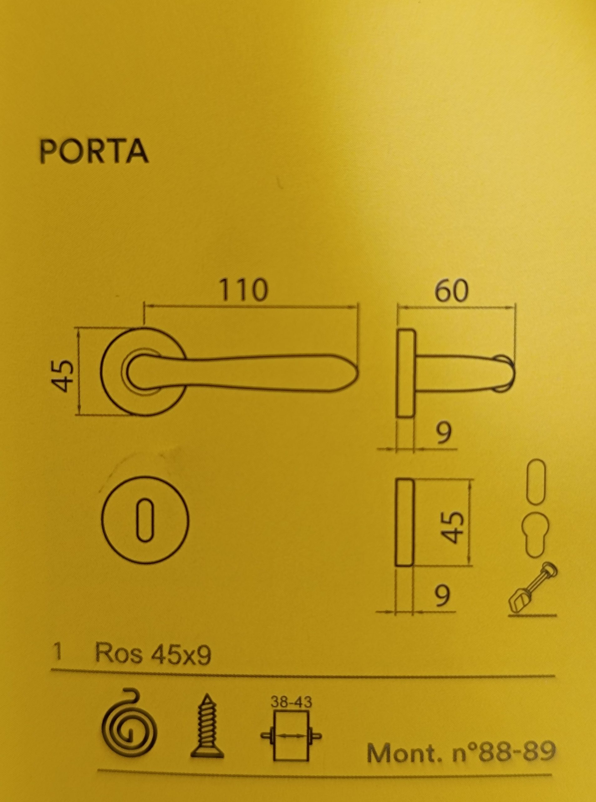 Maniglia per porta cromo satinato MA1 – Coppia con rosetta tonda - immagine 4