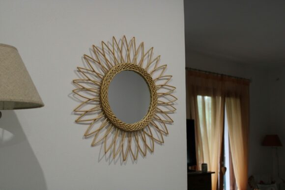 Specchiera in rattan naturale di diametro cm. 50-1162