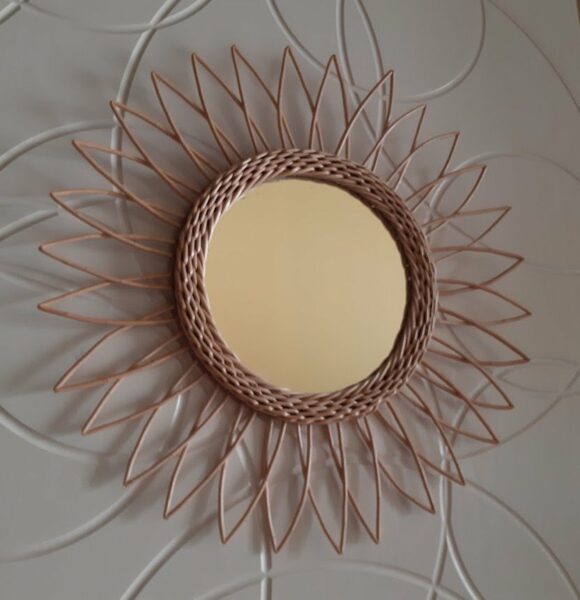 Specchiera in rattan naturale di diametro cm. 50-548