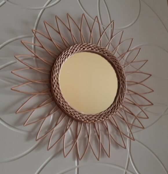 Specchiera in rattan naturale di diametro cm. 50-544