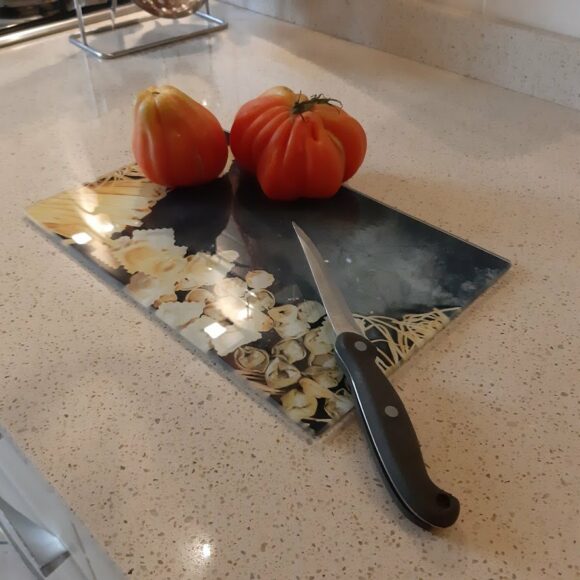 Tagliere in vetro con stampa di pasta da cm. 30 x 20-567
