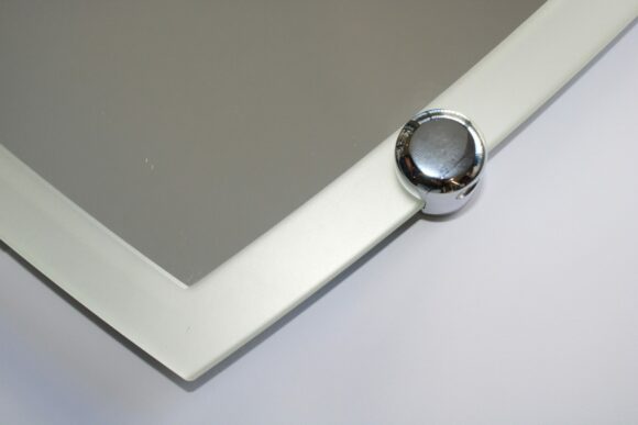Ancoraggio a muro per specchi in ottone finitura cromo, con alloggiamento sp. mm. 6-0