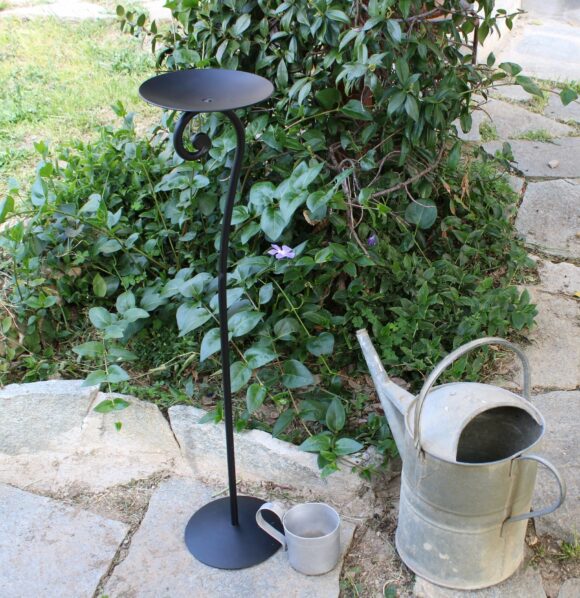 Offerta Candeliere in ferro battuto verniciato nero a pavimento H cm. 80-1309