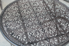 Set Bistrot da giardino in metallo Nero Marrone Riccioli 2 sedie e 1 tavolino-1905