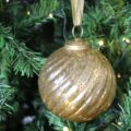 Pallina di Natale in vetro Colore Oro Decoro natalizio forma Sfera Oro da Ø 9 cm. -0