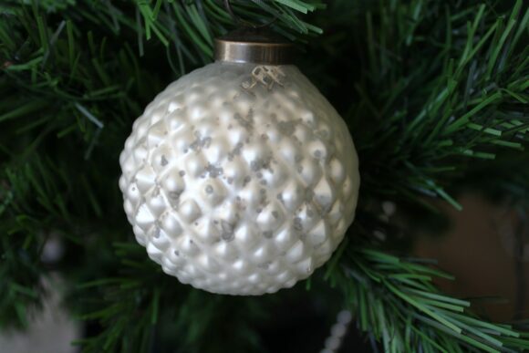 Palline di Natale in vetro Bianco - Bianco anticato - Decoro natalizio - forme e dimensioni varie-1795