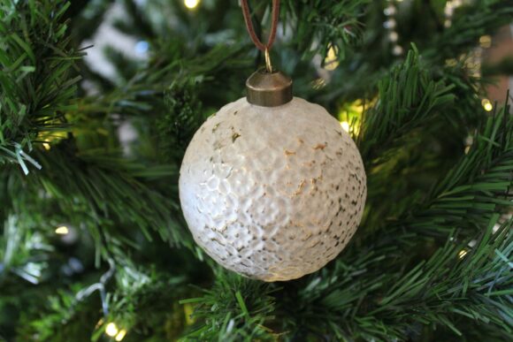 Pallina di Natale in vetro Colore Oro Decoro natalizio forma Sfera Oro Vellutato da Ø 9 cm. -0