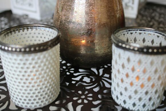 Porta Tealight Portacandela in vetro Oro Ø 9 x 10 H cm.-1837