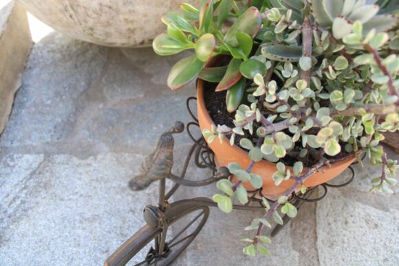 Porta Vaso Fioriera Bicicletta Metallo Marrone da cm. 44 x 24 x 32 H-1924