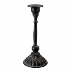 Portacandela Candeliere in metallo Nero da Ø 10 x 24 H cm.-0