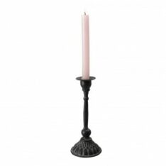 Portacandela Candeliere in metallo Nero da Ø 10 x 24 H cm.-1747