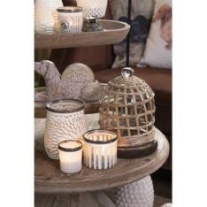 Porta Tealight in vetro Bianco rotondo da cm. Ø 5 x 6 H-1739