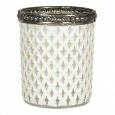 Porta Tealight in vetro Bianco rotondo da cm. Ø 5 x 6 H-0