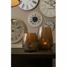 Porta Tealight Portacandela in vetro Oro Ø 9 x 10 H cm.-1736