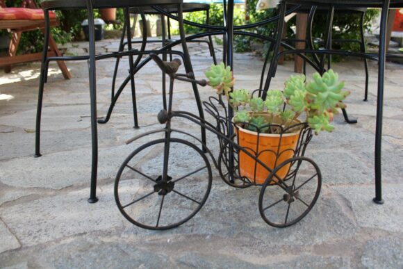 Porta Vaso Fioriera Bicicletta Metallo Marrone da cm. 44 x 24 x 32 H-1925