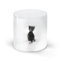 Bicchiere in vetro borosilicato con Gatto interno-0