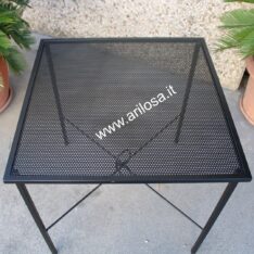 Tavolo in ferro quadrato con piano in lamiera traforata - colore Nero-0