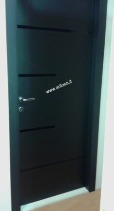 Porta Interna Laccato nero grafite inserti orizzontali - cm. 80 x 210 H Battente spinta destra-0