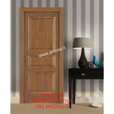 Porta Interna Legno Massiccio nocis patinato medio - cm. 80 x 210 H Battente spinta destra-0