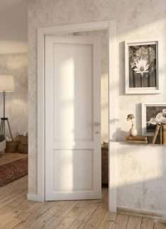 Render della Porta interna Bianco Spazzolato - cm. 90 x 210 H battente spinta destra