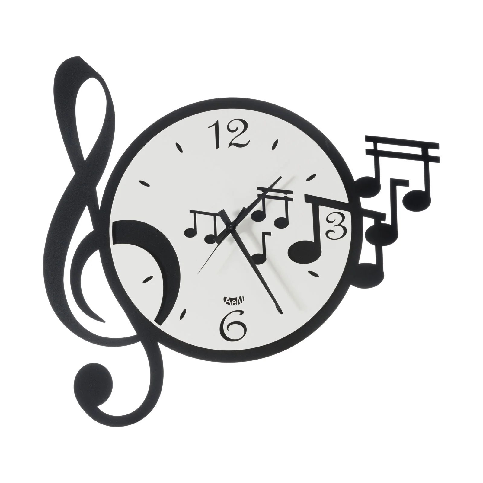 Acquista online Orologio con chiave e note musicali Musica Bianco nero