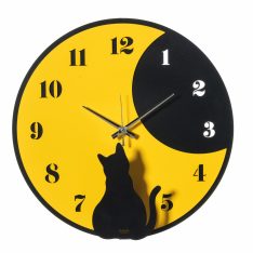Orologio da parete gatto Moon Whiskers giallo e nero