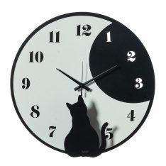 Orologio da parete gatto Moon Whiskers grigio e nero