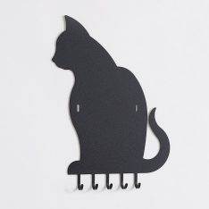 Portachiavi da parete gatto nero in metallo